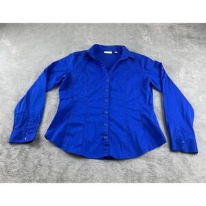 New York & Company Royal Blue Stretch Long Sleeve Button Down Shirt